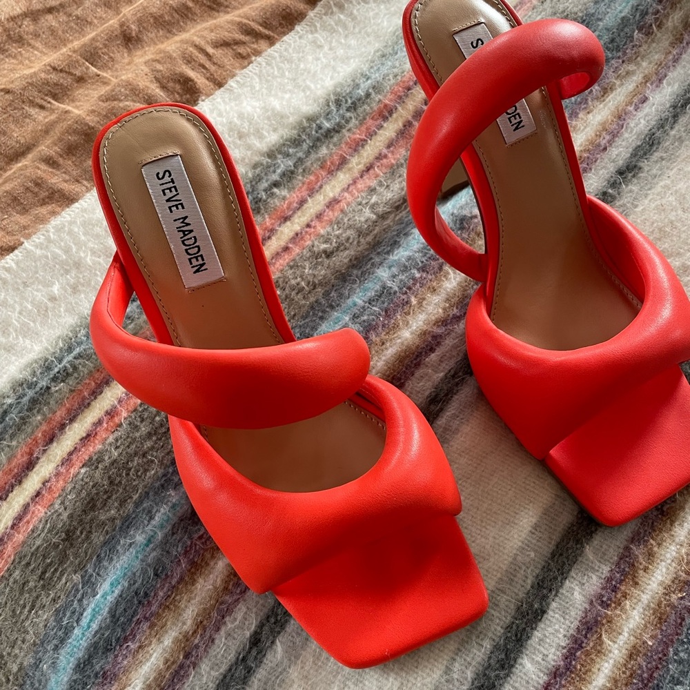 Steve Madden Bold Red Heeled Mules